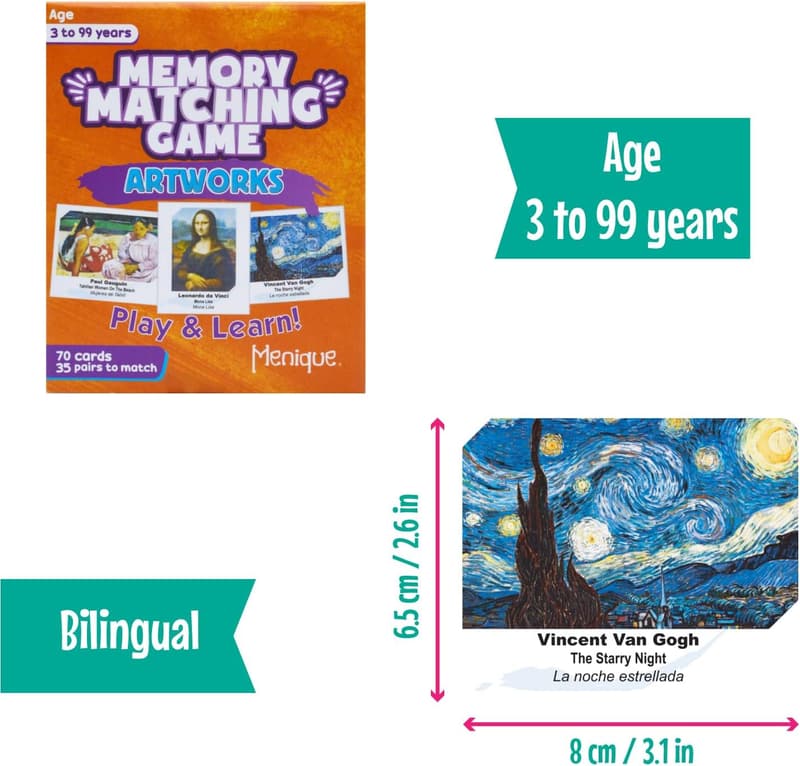 Bilingual Memory Matching Game - Famous Paintings for All Ages
