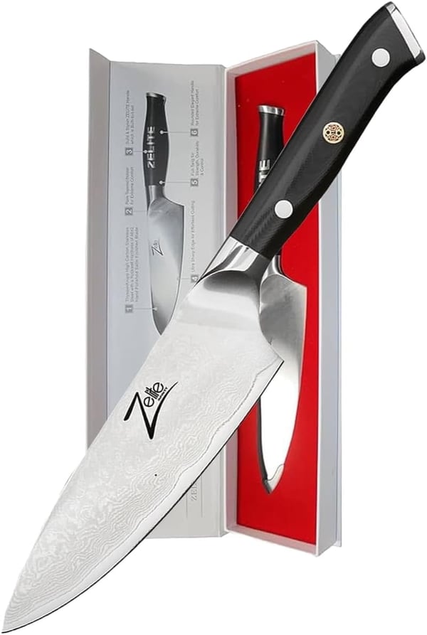 Professional 6-Inch Chef Knife with AUS-10 Damascus Steel