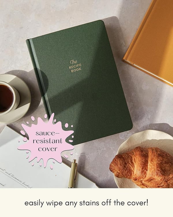 Keepsake Recipe Notebook - Hardcover Dark Pine with Journaling Prompts