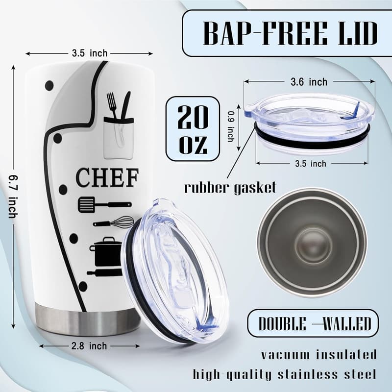 Chef-Themed 20oz Stainless Steel Tumbler for Cooking Lovers