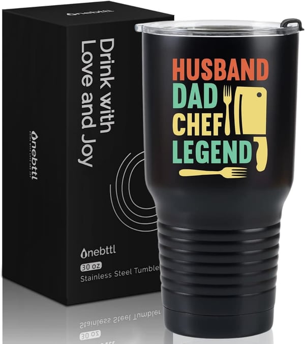 Funny Insulated Travel Mug for Dad, Grandpa, or Chef - 30oz