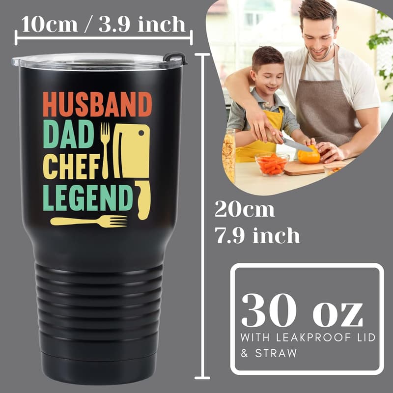 Funny Insulated Travel Mug for Dad, Grandpa, or Chef - 30oz