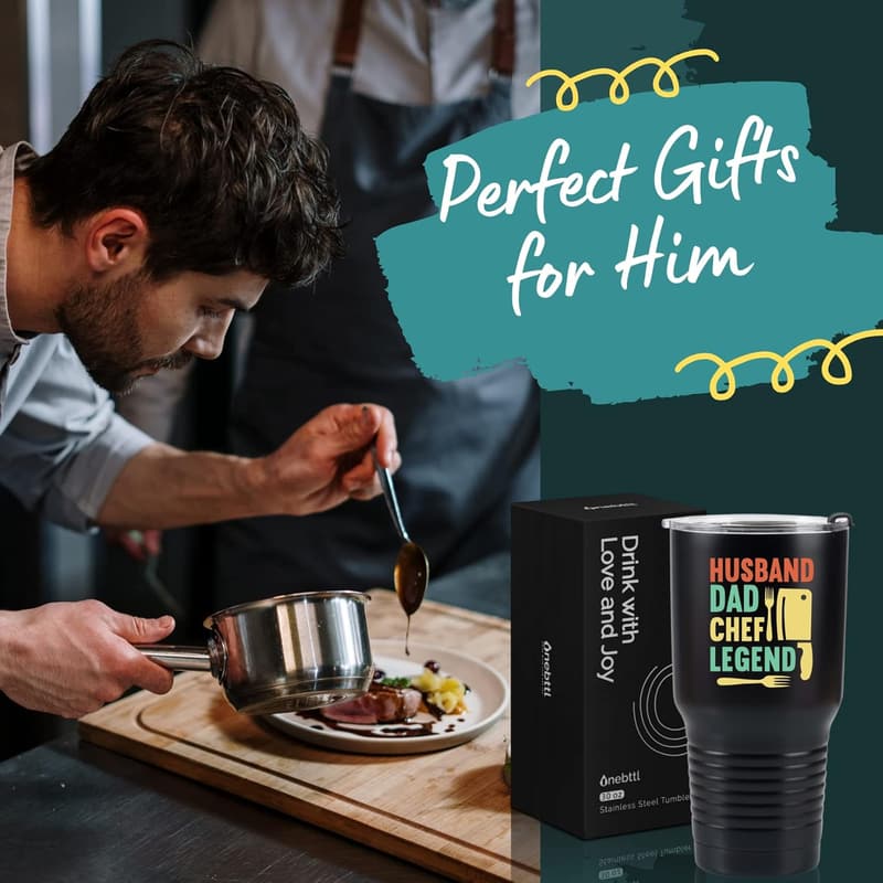 Funny Insulated Travel Mug for Dad, Grandpa, or Chef - 30oz