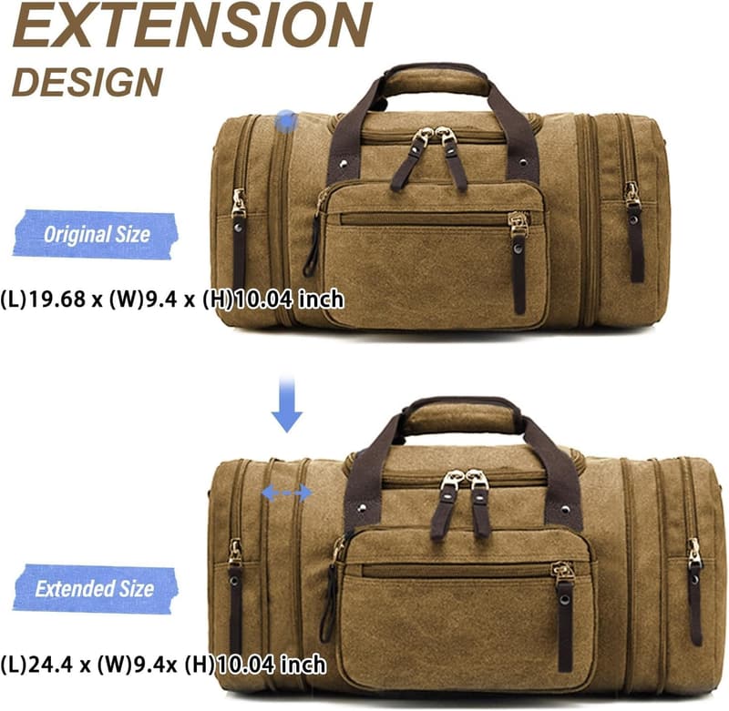 Men's Expandable Canvas Duffle Bag for Travel
