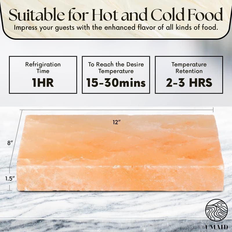 Himalayan Salt Block for Grilling & Cooking with Recipe Booklet
