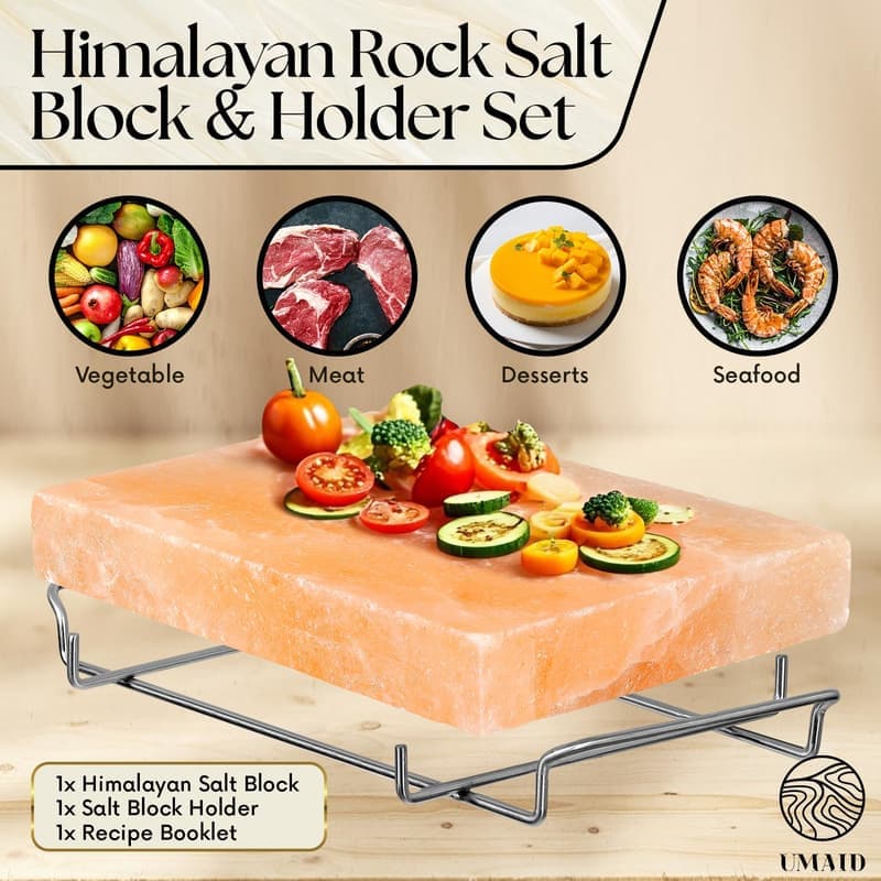 Himalayan Salt Block for Grilling & Cooking with Recipe Booklet