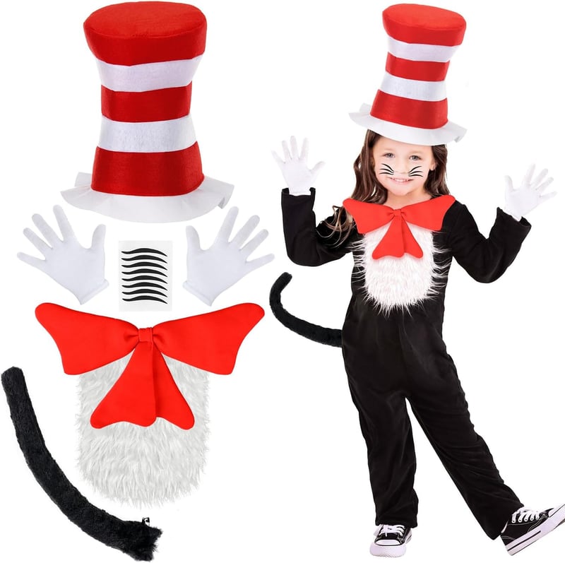 Halloween Cat Costume Hat for Kids - Red & White Cat Accessory
