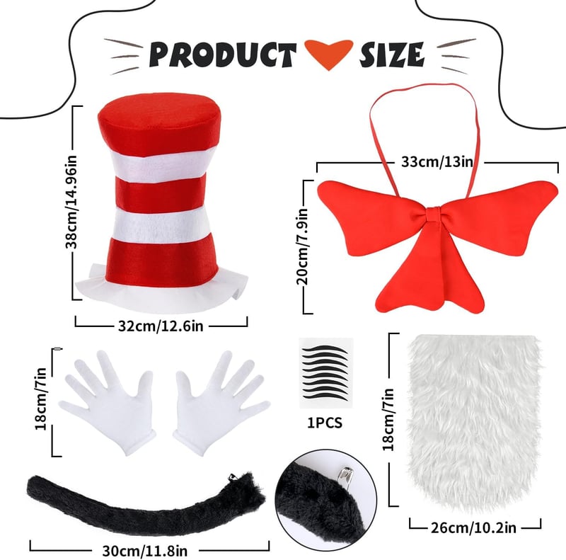 Halloween Cat Costume Hat for Kids - Red & White Cat Accessory
