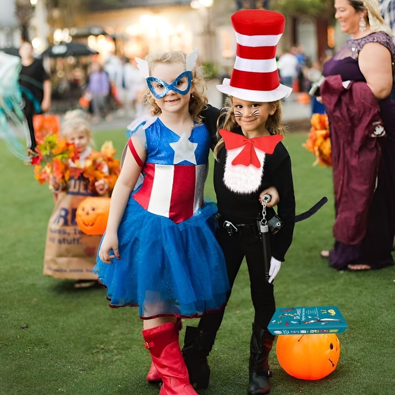 Halloween Cat Costume Hat for Kids - Red & White Cat Accessory