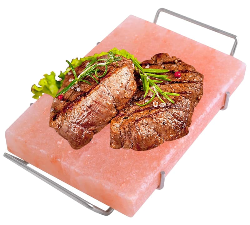 Himalayan Salt Block Set with Steel Tray for Grilling & Serving