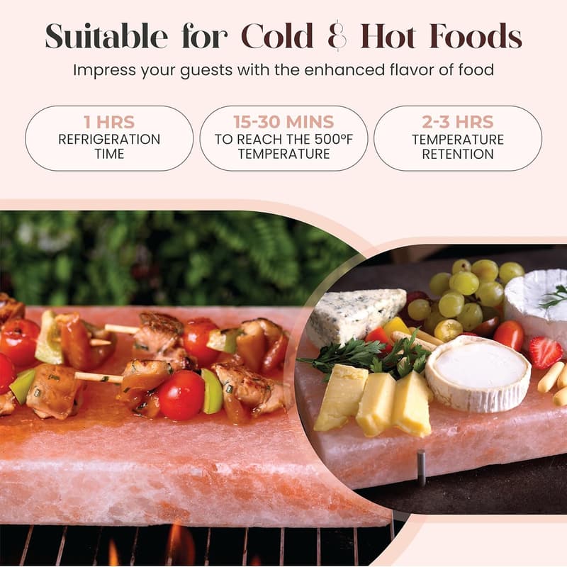 Himalayan Salt Block Set with Steel Tray for Grilling & Serving