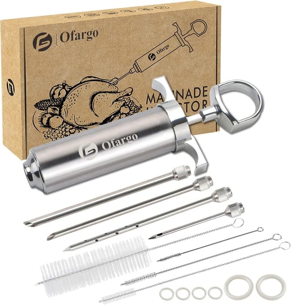 BBQ Meat Injector Syringe Kit with 4 Needles and Recipes