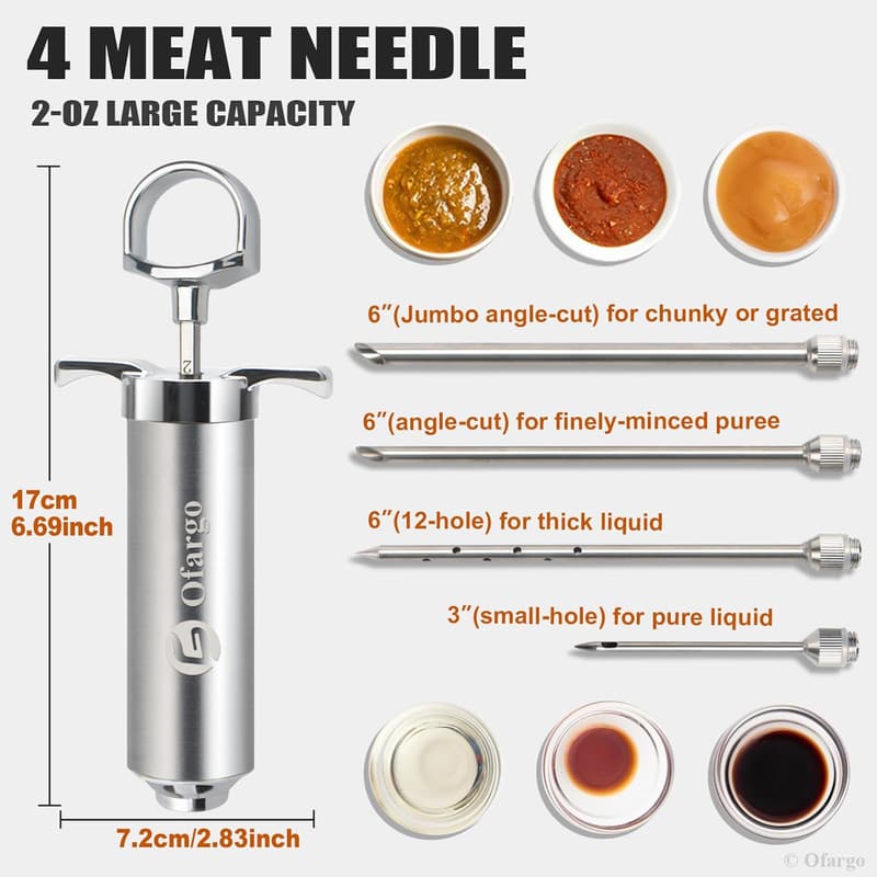 BBQ Meat Injector Syringe Kit with 4 Needles and Recipes