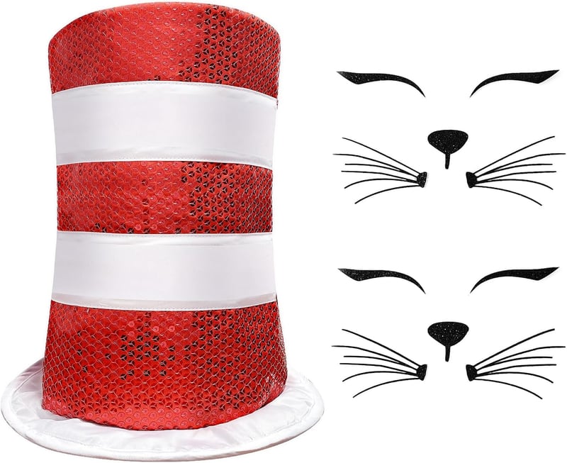Red and White Striped Cat Hat for Kids and Adults - Halloween Cosplay