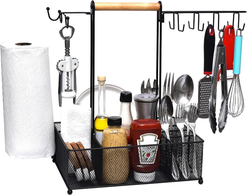 Versatile BBQ Caddy with Paper Towel Holder for Grilling
