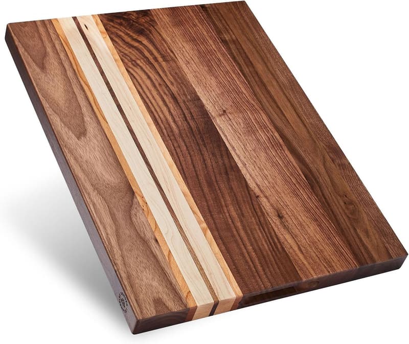 Reversible Walnut/Maple Cutting Board with Compartment - 17x13 in