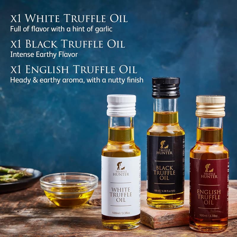 Truffle Oil Set - English, Black & White - 3.38 Oz Each