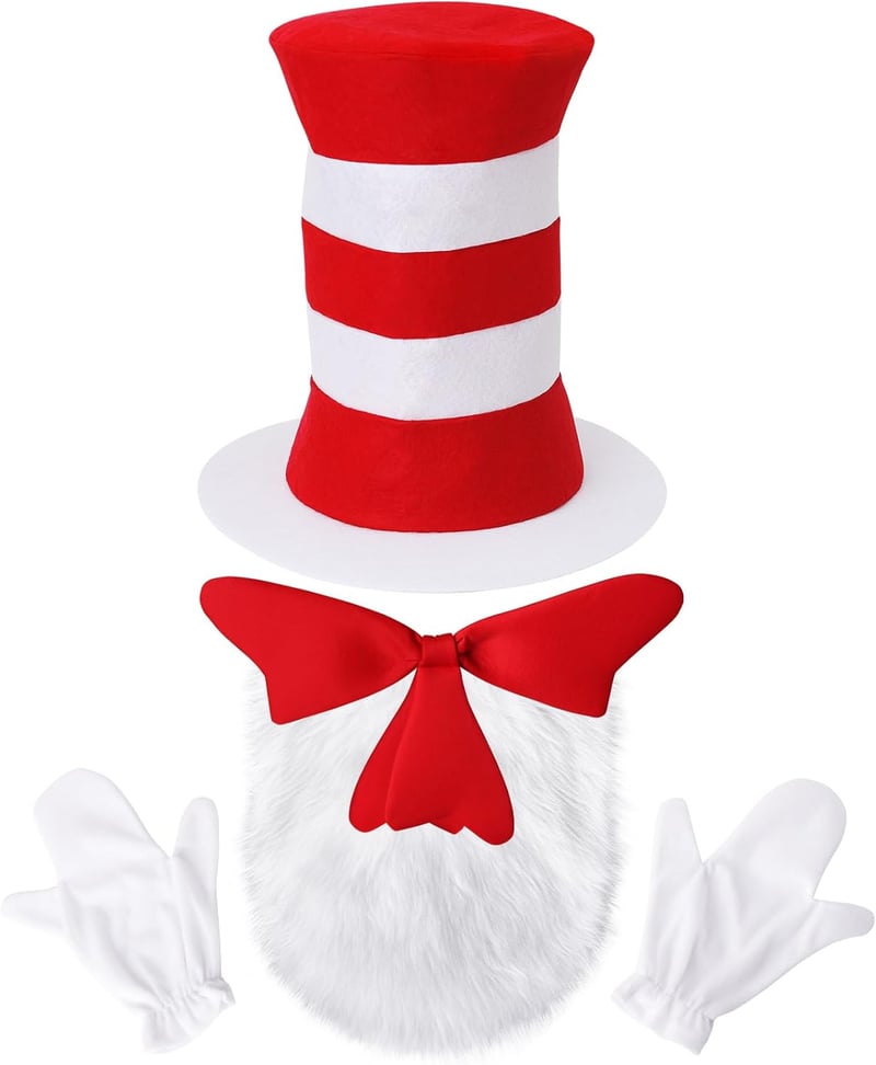 Halloween Cat Costume Accessories Set – 5 Piece Striped Hat & Gloves