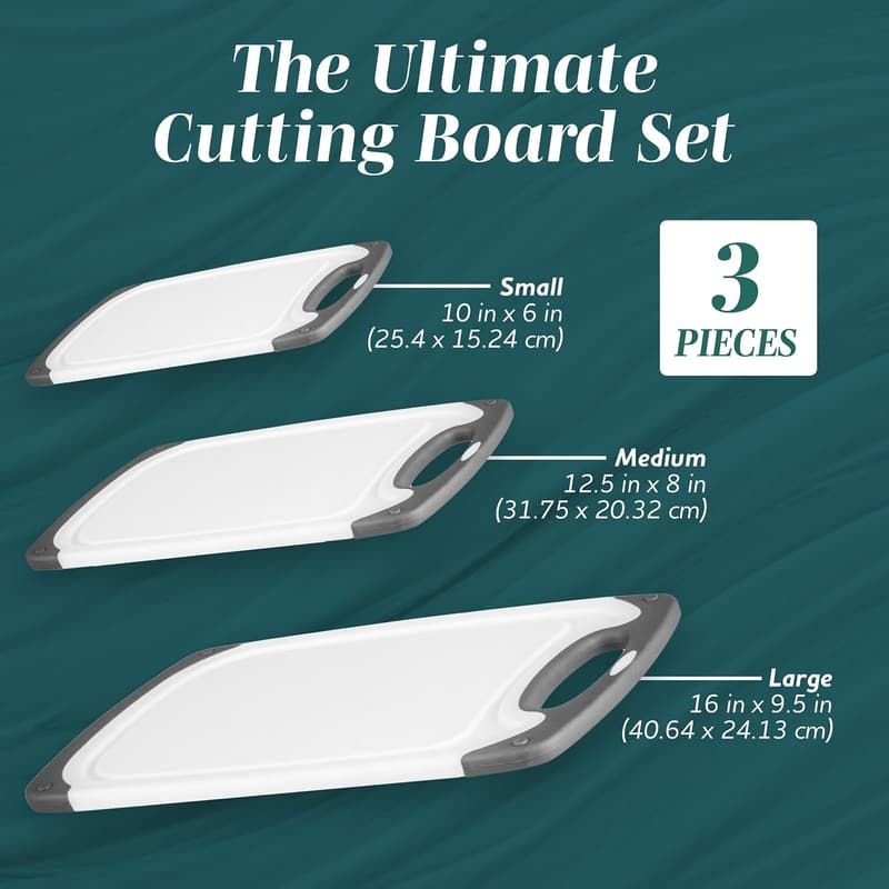 BPA-Free Reversible Cutting Board Set for Cooks - 3-Pack