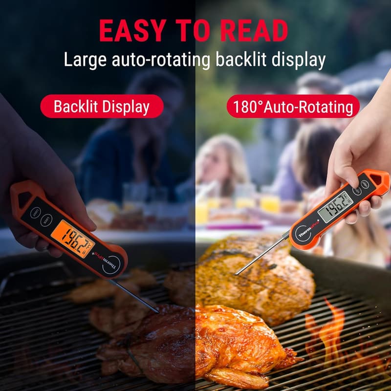 Instant Read Digital Meat Thermometer with Backlit Display