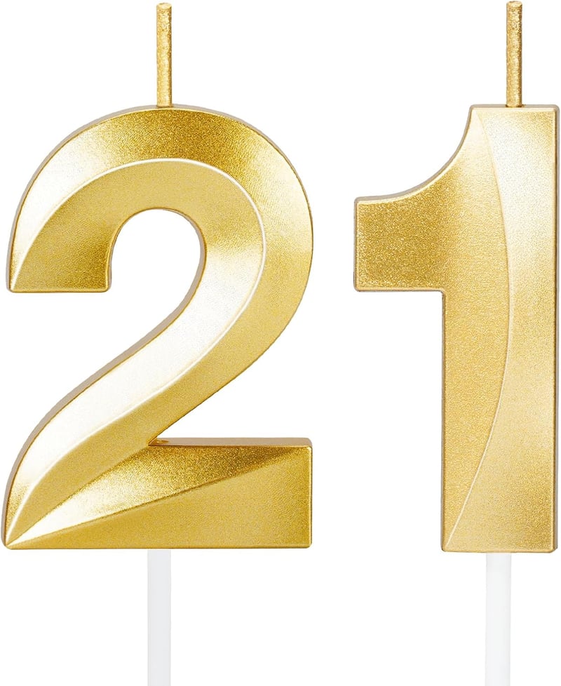 21st Birthday Cake Topper Candles for Him/Her