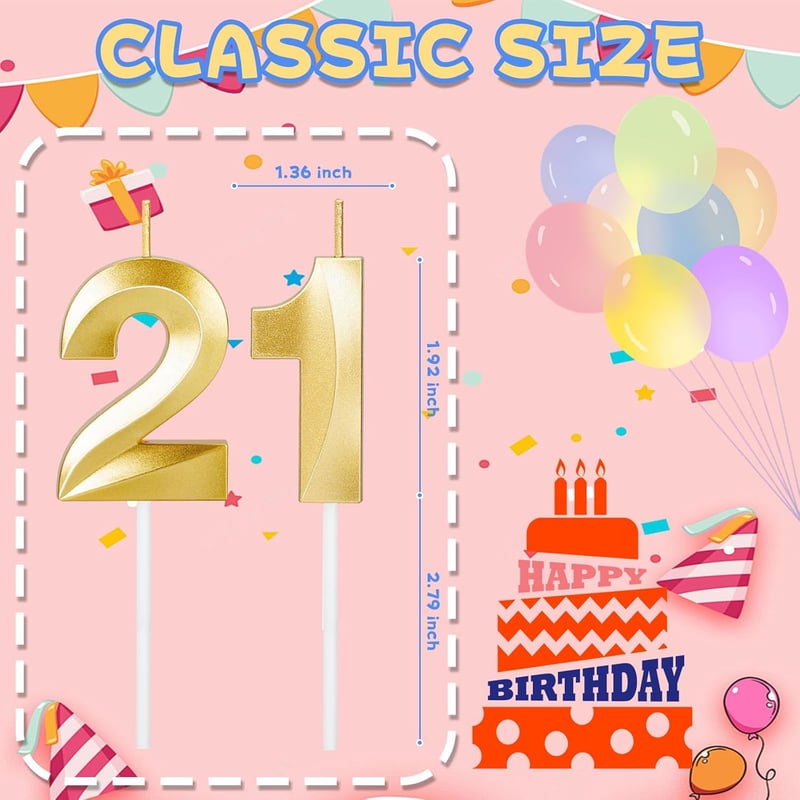 21st Birthday Cake Topper Candles for Him/Her