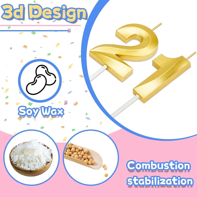 21st Birthday Cake Topper Candles for Him/Her