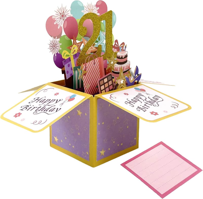 21st Birthday 3D Pop-Up Card for Him/Her - Unique Gift Idea