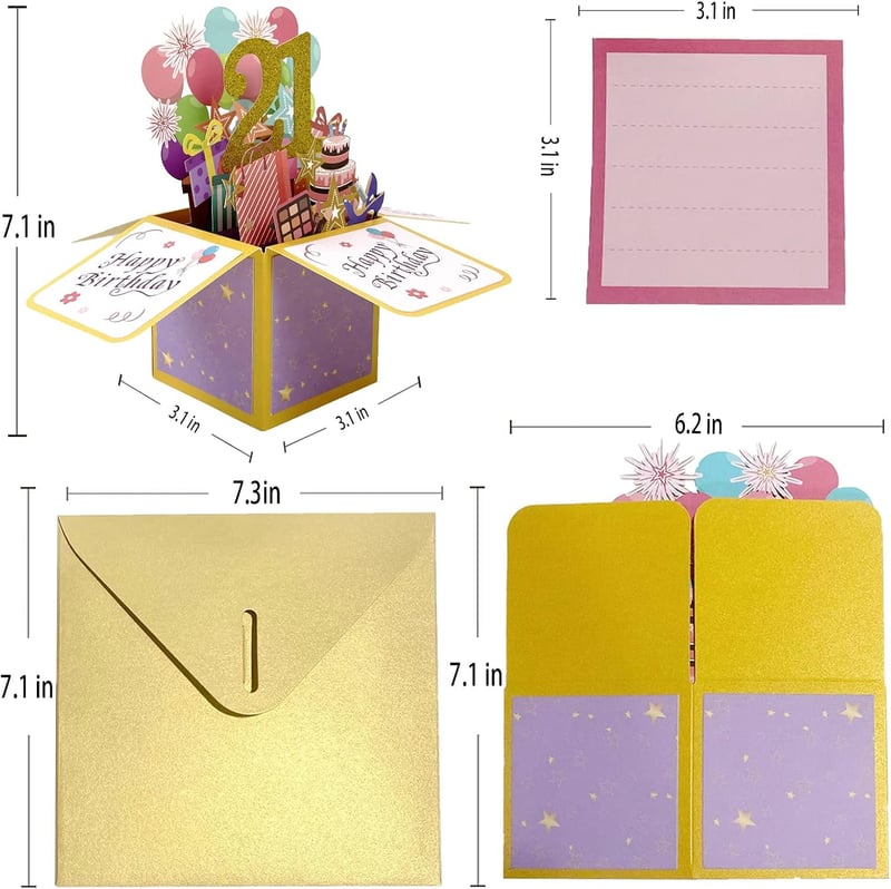 21st Birthday 3D Pop-Up Card for Him/Her - Unique Gift Idea