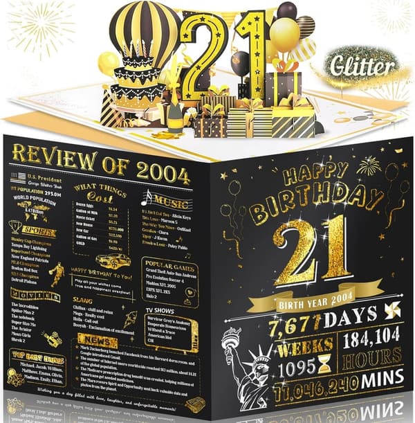21st Birthday Jumbo 3D Pop-Up Card for Son or Grandson