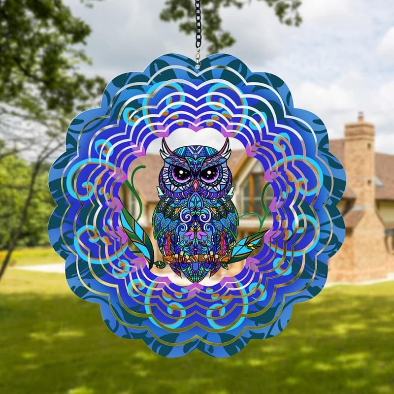 Owl Metal Wind Spinner - Unique Outdoor Decor for Dad
