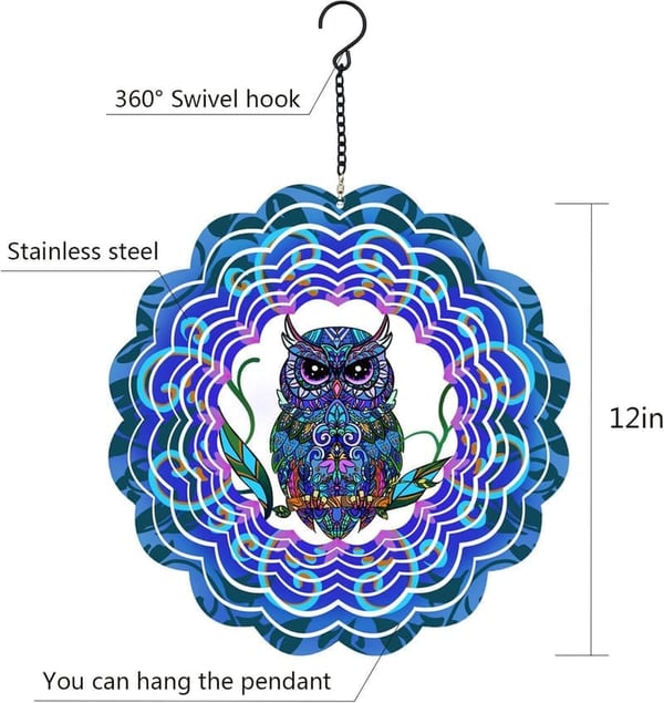 Owl Metal Wind Spinner - Unique Outdoor Decor for Dad