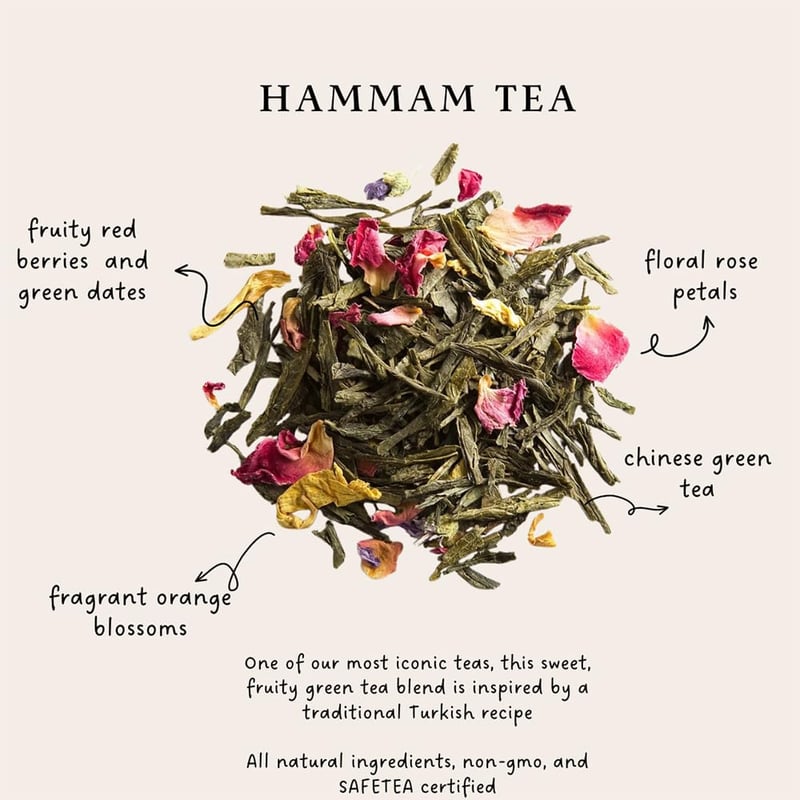 Hammam Green Tea with Rose & Red Berries - 3.5oz Loose Leaf Tin