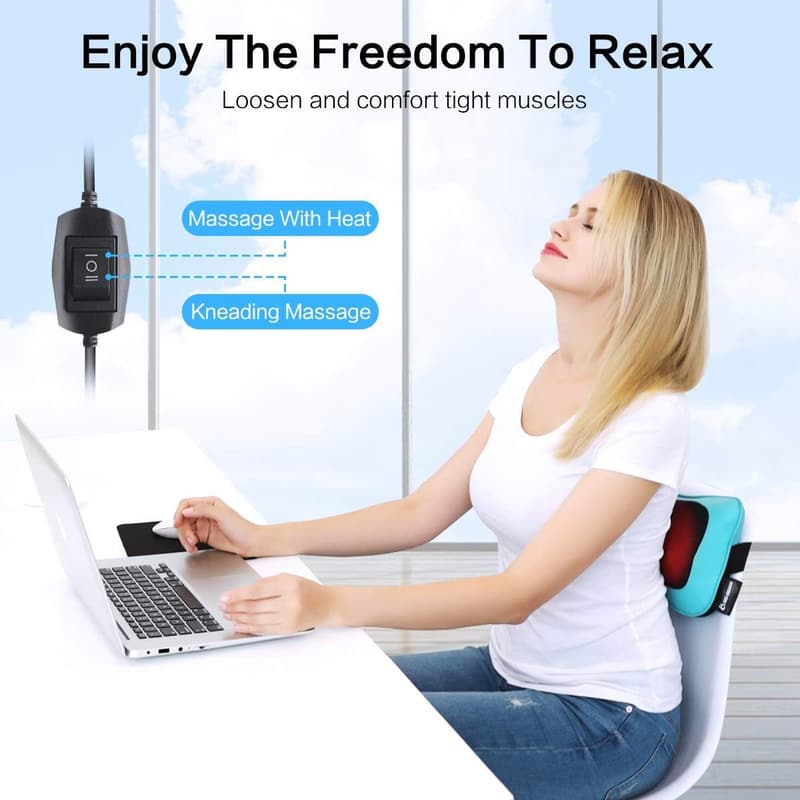 Electric Shiatsu Back Massager with Heat for Pain Relief