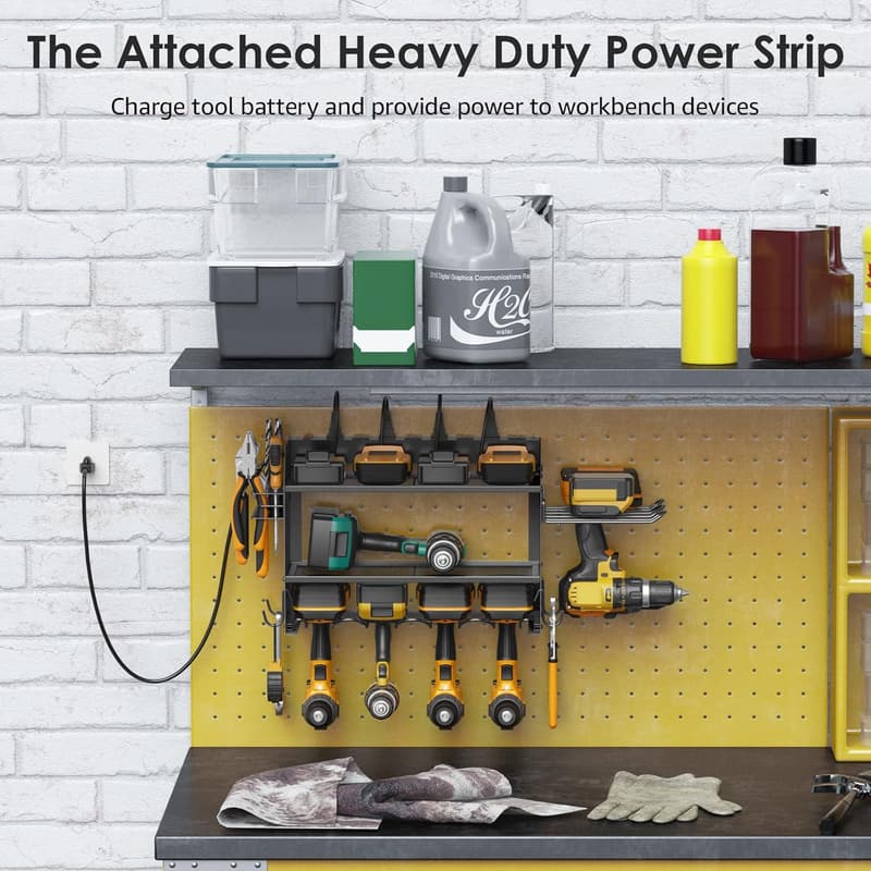 Modular Wall Mount Power Tool Organizer with Charging Station