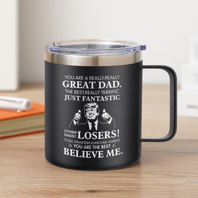Funny Black Coffee Mug for Dad - Father's Day Gift, 14oz