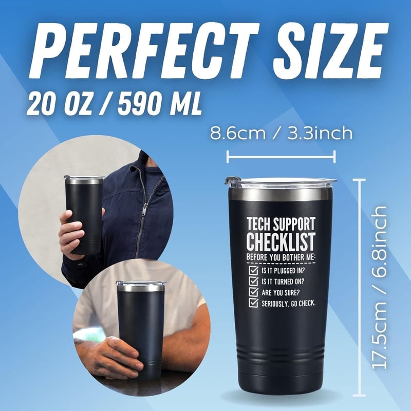 Funny Tech Support Tumbler for IT Professionals - 20oz Stainless Steel