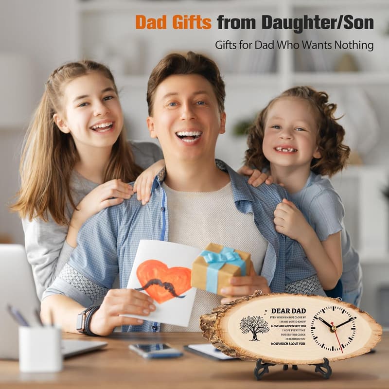 Father's Day Wooden Clock Gift from Kids
