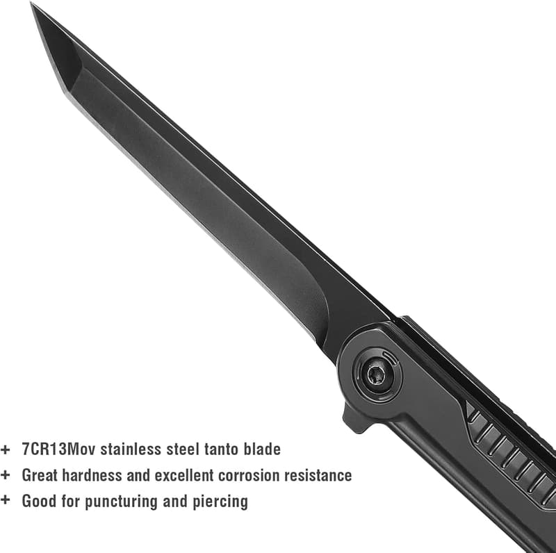 Outdoor Camping EDC Pocket Knife with Tanto Blade and Clip