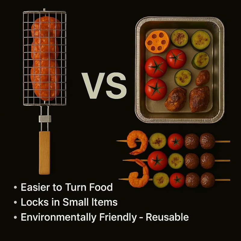 Father's Day Gift | 2-Piece Rolling Grill Basket for Vegetables & Shrimp