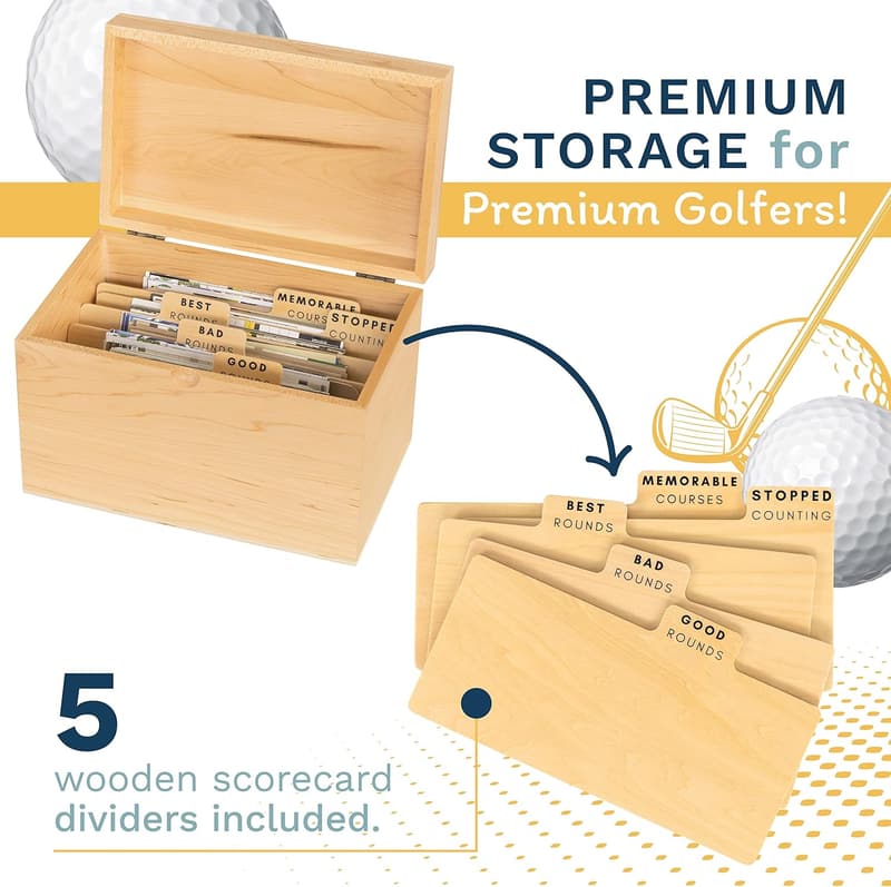 Golf Scorecard Storage Box - Organize Scorecards & Keepsakes