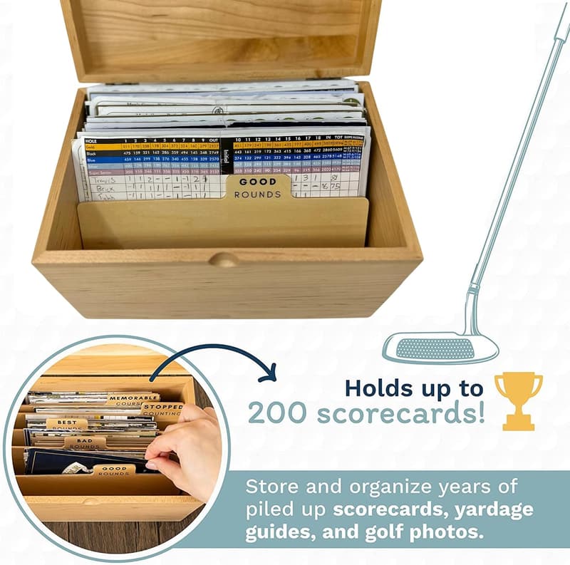 Golf Scorecard Storage Box - Organize Scorecards & Keepsakes