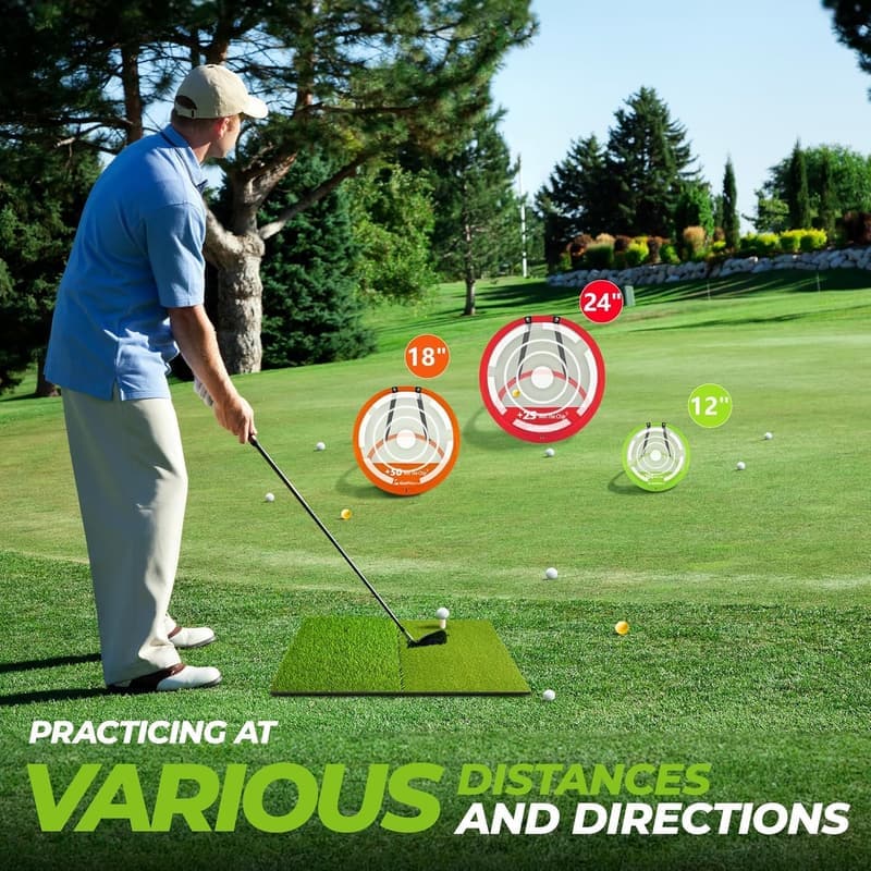 Golf Practice Chipping Net Set with Mat, Balls & Carry Bag