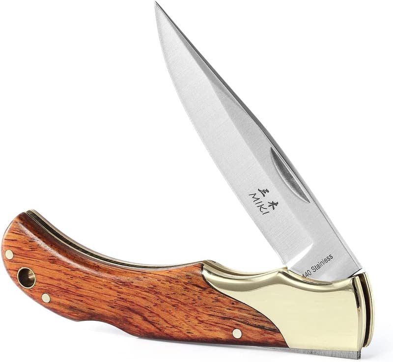 MIKI Classic Gentleman Folding Knife, 440A Steel, Cocobolo Wood
