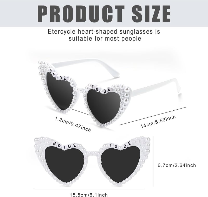 Bachelorette Party Heart Sunglasses for Bride to Be