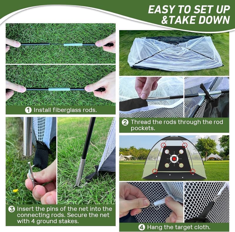Golf Practice Net with Target Mat - 10x7FT Hitting Aid for Men