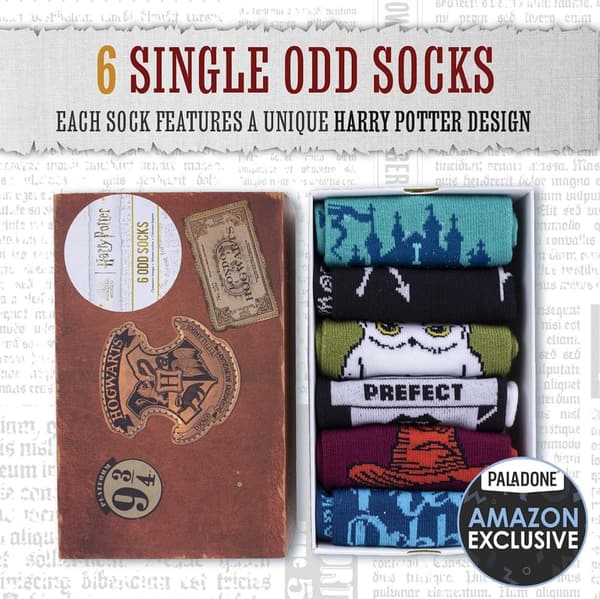 Harry Potter Sock Set - 6 Assorted Styles for Fans (Size 36-41)