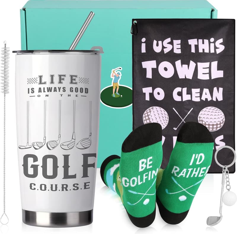 Father's Day Golf Gift Basket with 20 Oz Tumbler for Dads