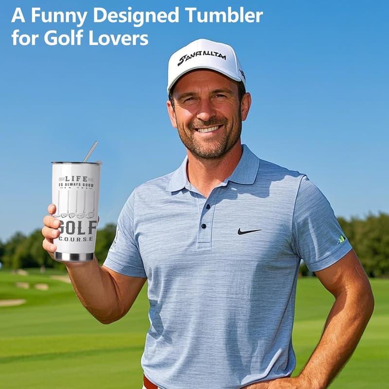 Father's Day Golf Gift Basket with 20 Oz Tumbler for Dads