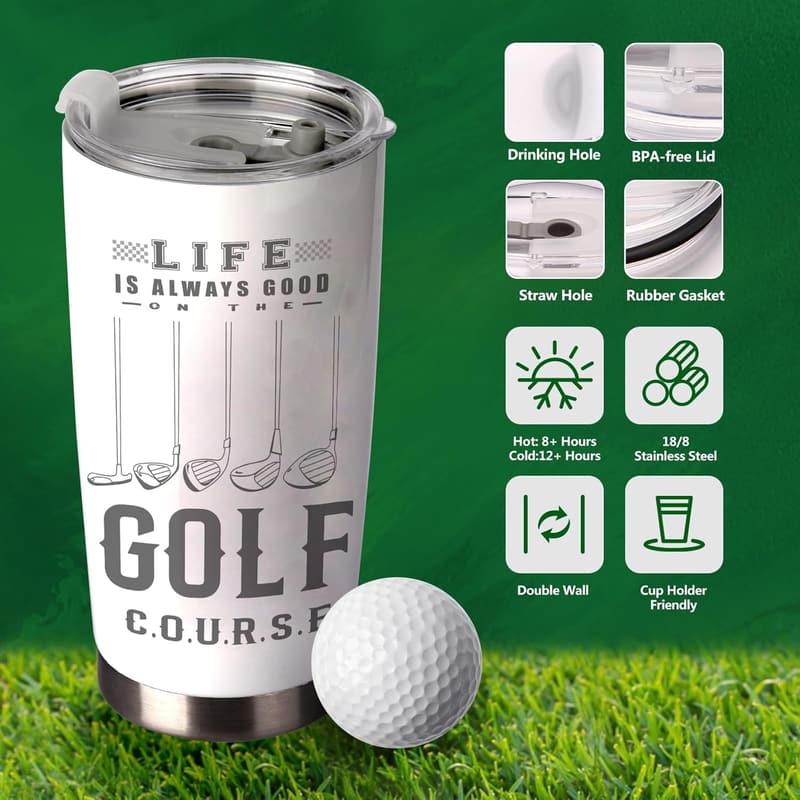 Father's Day Golf Gift Basket with 20 Oz Tumbler for Dads